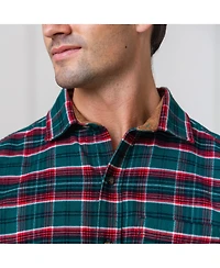 Hope & Henry Men's Organic Flannel Shirt with Suede Detail