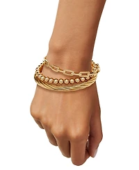 3-Pc. Set Beaded, Torchon & Paperclip Cuff Bangle Bracelets in 14k Gold-Plated Sterling Silver