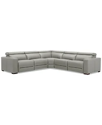Nevio 124" 5-Pc. Leather Sectional with 2 Power Recliners and Headrests, Created For Macy's