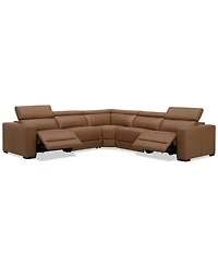 Nevio 124" 5-Pc. Leather Sectional with 2 Power Recliners and Headrests, Created For Macy's