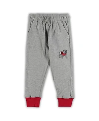 Infant Boys and Girls Wes & Willy Heathered Gray, Red Georgia Bulldogs Jie Long Sleeve Bodysuit Pants Set