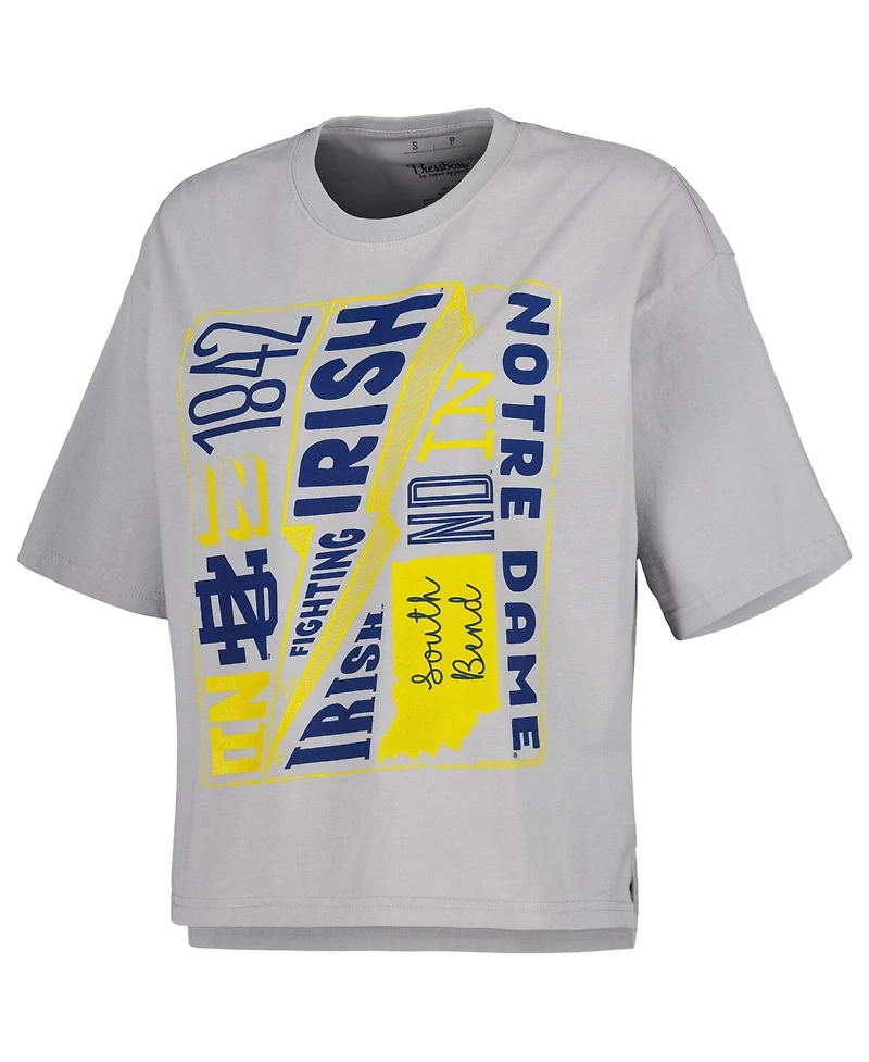 Women's Pressbox Silver Notre Dame Fighting Irish Rock & Roll School of T-shirt