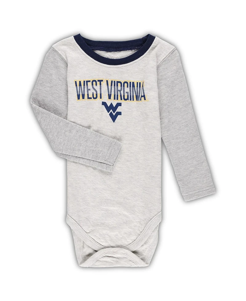 Infant Boys and Girls Wes & Willy Heather Gray West Virginia Mountaineers Jie Long Sleeve Bodysuit Pants Set