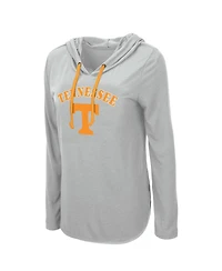 Women's Colosseum Gray Tennessee Volunteers My Lover Lightweight Hooded Long Sleeve T-shirt