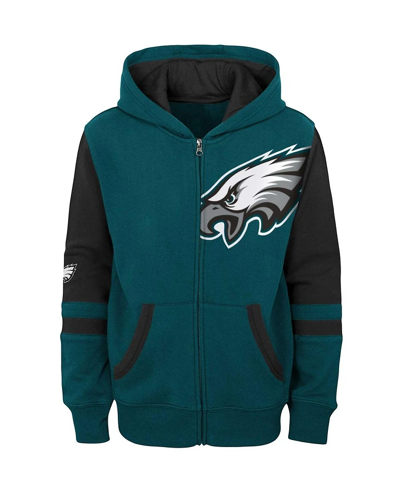 Big Boys Green Philadelphia Eagles Colorblock Full-Zip Hoodie