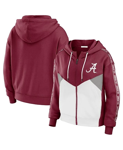 Women's Wear by Erin Andrews Crimson Alabama Crimson Tide Colorblock Full-Zip Hoodie Jacket