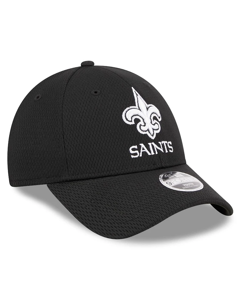 Youth Boys and Girls New Era Black New Orleans Saints Main B-Dub 9FORTY Adjustable Hat