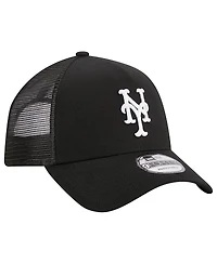 Men's New Era Black New York Mets A-Frame 9FORTY Trucker Adjustable Hat