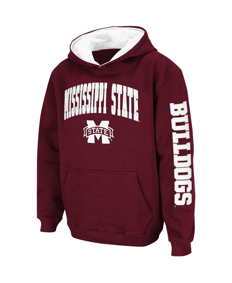 Big Boys Colosseum Maroon Mississippi State Bulldogs 2-Hit Team Pullover Hoodie