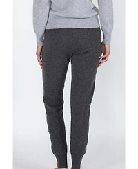 Jennie Liu Women's 100% Pure Cashmere Knitted Jogger Pants