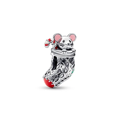 Pandora Sterling Silver Festive Mouse Stocking Charm