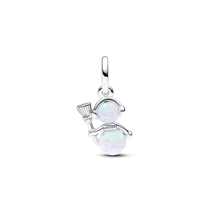Pandora Cubic Zirconia Opalescent Snowman Dangle Charm