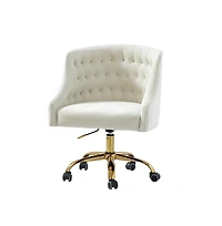Hulala Home Modern Cute Velvet Desk Chair with Gold Base for Living Room,Bedroom
