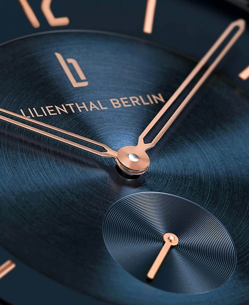 Lilienthal Berlin Men's The Classic Blue Rose Gold Navy Blue Leather Watch 42mm
