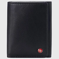 Alpine Swiss Mens Leon Trifold Wallet Rfid Safe Bifold Genuine Leather Id Window