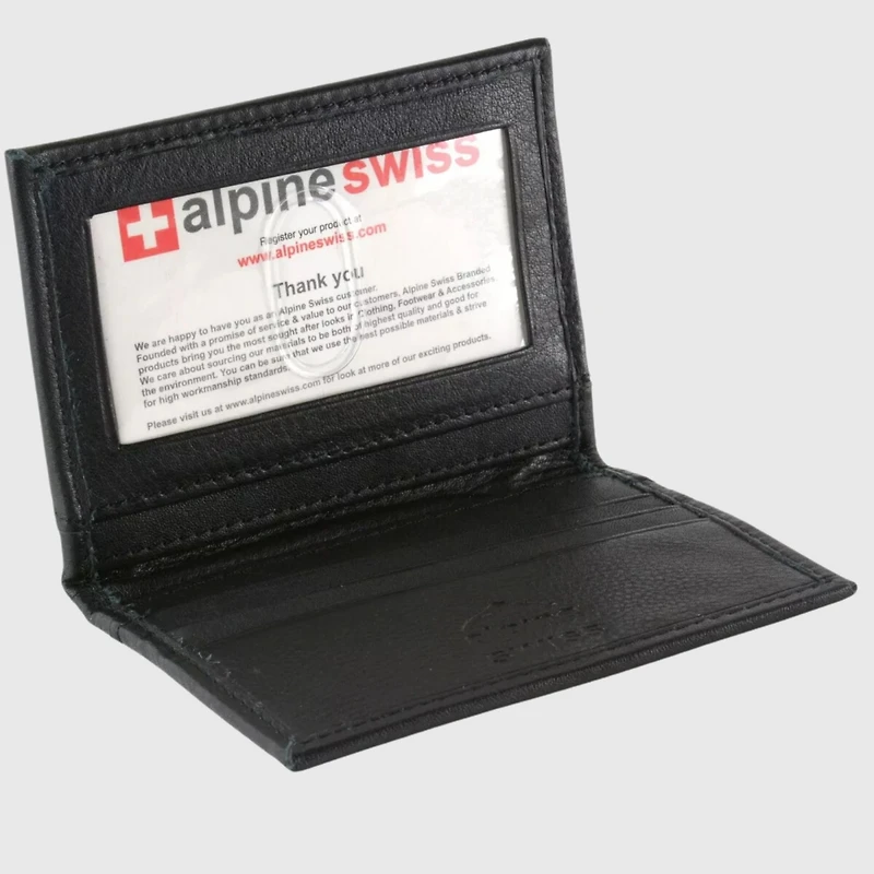Alpine Swiss Thin Front Pocket Wallet Business Card Case 2 Id Window 6 Card Slot