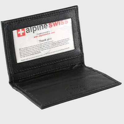 Alpine Swiss Thin Front Pocket Wallet Business Card Case 2 Id Window 6 Card Slot