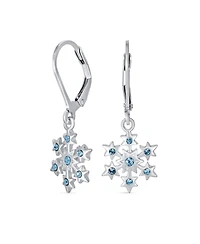 Bling Jewelry Blue Holiday Party Jewelry Set Cz Snowflake Earrings & Necklace Brooch Pin