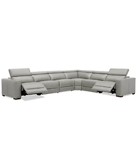 Nevio 157" 6-Pc. Leather Sectional with 2 Power Recliners and Headrests, Created For Macy's