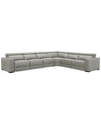 Nevio 157" 6-Pc. Leather Sectional with 3 Power Recliners and Headrests, Created For Macy's