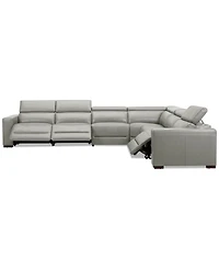 Nevio 157" 6-Pc. Leather Sectional with 3 Power Recliners and Headrests, Created For Macy's