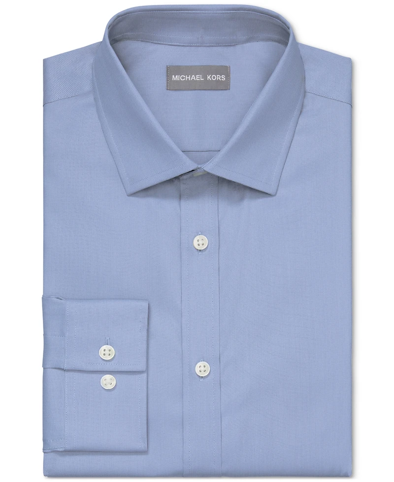 Michael Kors Men's Airsoft Slim Fit Untucked Length Wrinkle Free Stretch Dress Shirt