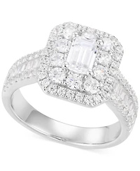 Diamond Emerald-Cut Double Halo Engagement Ring (2 ct. t.w.) in 14k White Gold