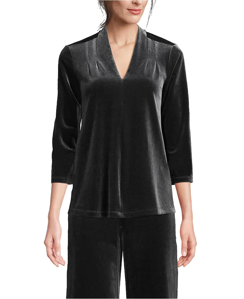 Lands' End Women's 3/4 Sleeve Velvet Top