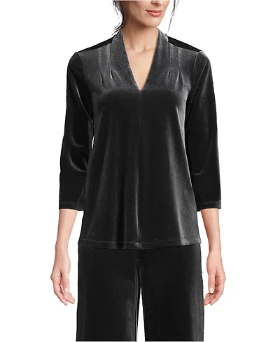 Lands' End Women's 3/4 Sleeve Velvet Top