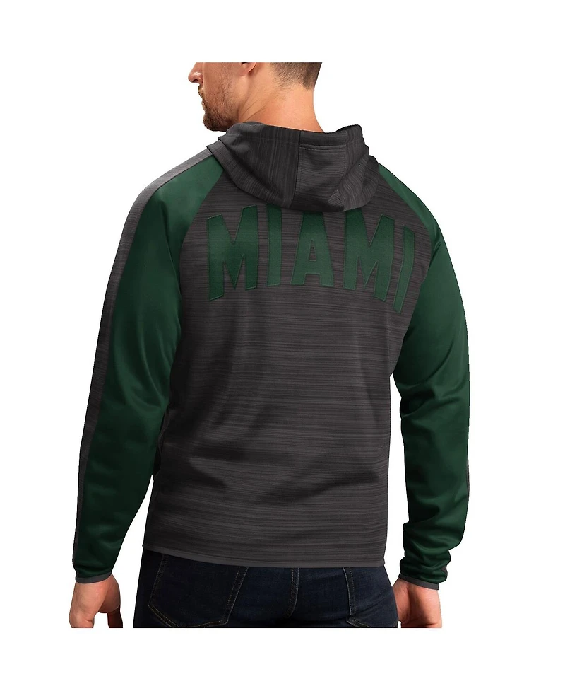 Men's G-iii Sports by Carl Banks Black Miami Hurricanes Neutral Zone Raglan Full-Zip Track Jacket Hoodie
