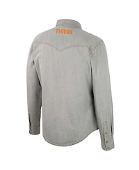 Men's Colosseum x Wrangler Gray Clemson Tigers Cowboy Cut Western Full-Snap Long Sleeve Shirt