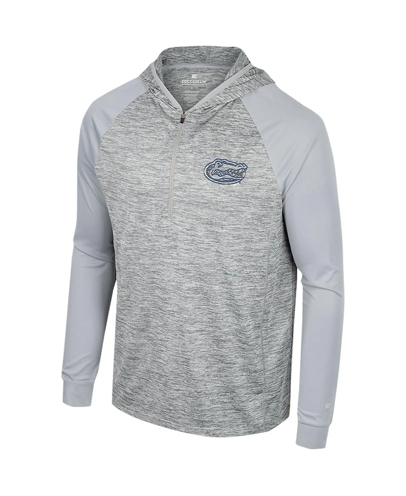 Men's Colosseum Gray Florida Gators Cybernetic Raglan Quarter-Zip Hooded Top