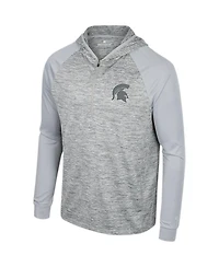 Men's Colosseum Gray Michigan State Spartans Cybernetic Raglan Quarter-Zip Hooded Top