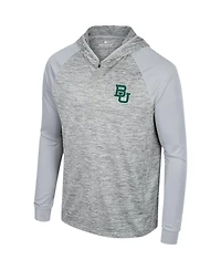 Men's Colosseum Gray Baylor Bears Cybernetic Raglan Quarter-Zip Hooded Top