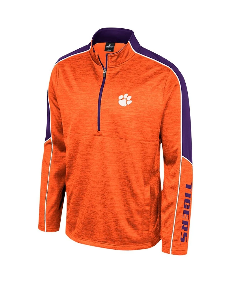 Men's Colosseum Orange Clemson Tigers Marled Half-Zip Jacket