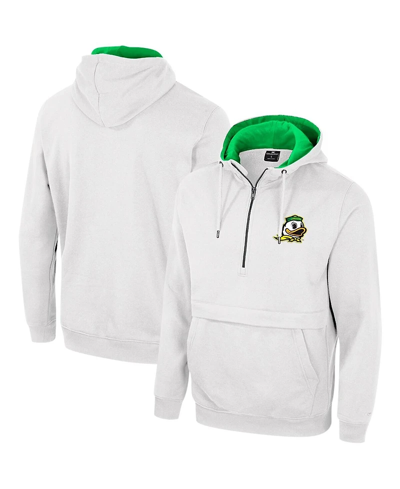 Men's Colosseum White Oregon Ducks Half-Zip Hoodie