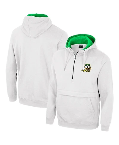 Men's Colosseum White Oregon Ducks Half-Zip Hoodie