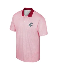 Men's Colosseum White, Crimson Washington State Cougars Print Stripe Polo Shirt