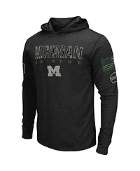 Men's Colosseum Black Michigan Wolverines Big and Tall Oht Military-Inspired Appreciation Tango Long Sleeve Hoodie T-shirt