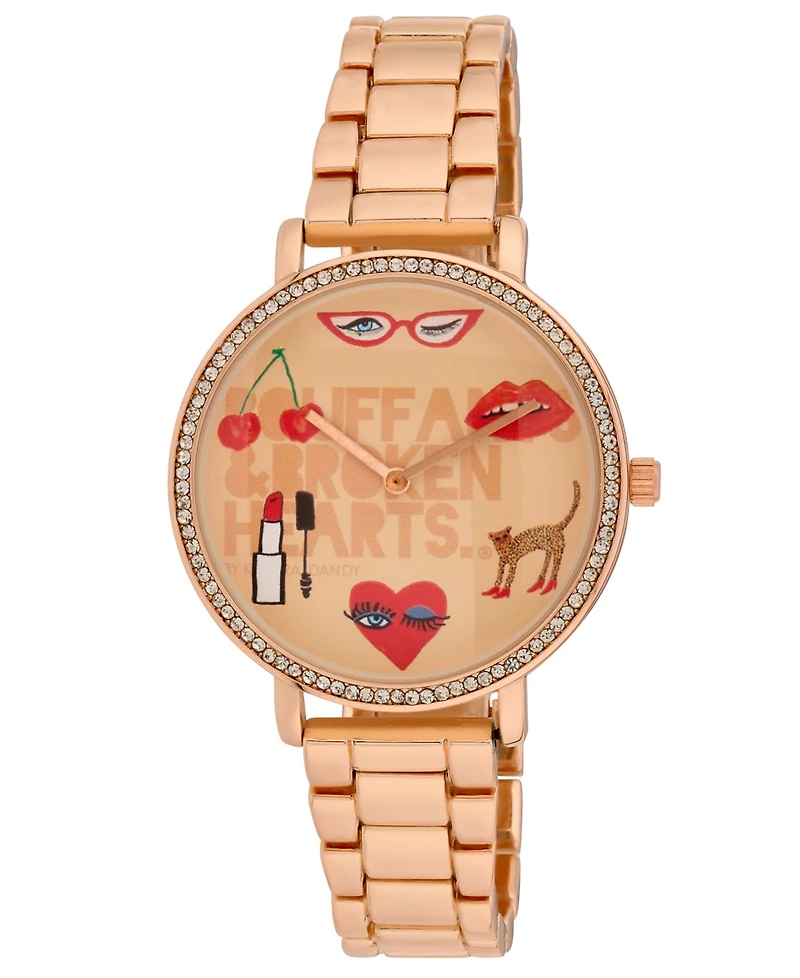 Kendra Dandy Women's Quartz Bouffants and Broken Hearts Rose Gold-Tone Alloy Watch 38mm