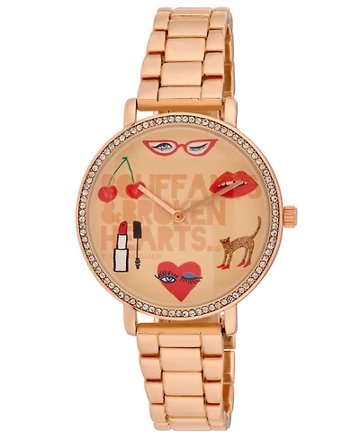 Kendra Dandy Women's Quartz Bouffants and Broken Hearts Rose Gold-Tone Alloy Watch 38mm