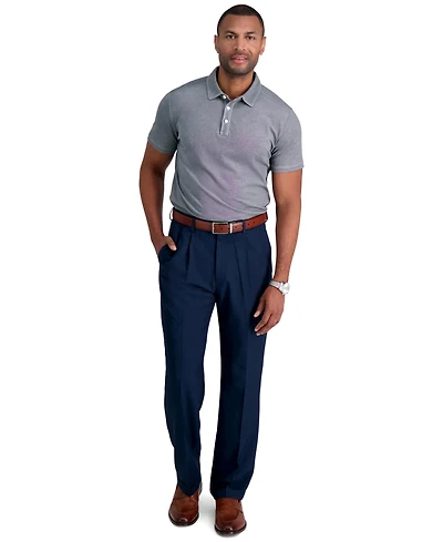 Haggar Men's Premium Comfort Stretch Classic-Fit Solid Pleated Dress Pants
