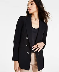 Bar Iii Women's Bi-Stretch Faux Double-Breasted Boyfriend Jacket, Created for Macy's