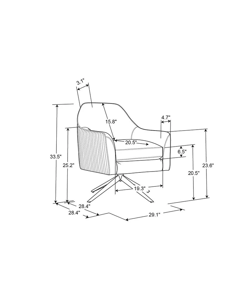 Lifestyle Solutions 29.1" Velvet Gunnar Swivel Accent Chair