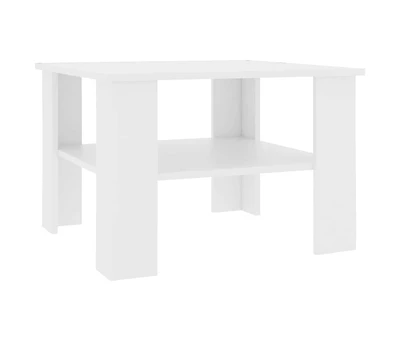 Coffee Table White 23.6"x23.6"x16.5" Engineered Wood