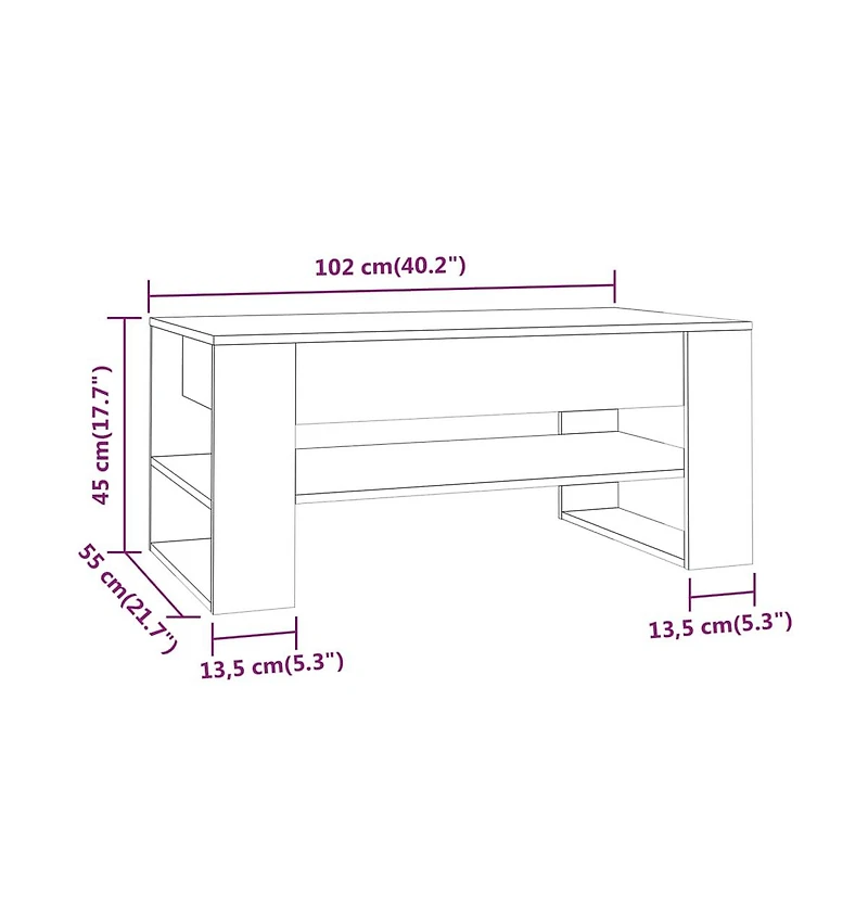 Coffee Table Sonoma Oak 40.2"x21.7"x17.7" Engineered Wood