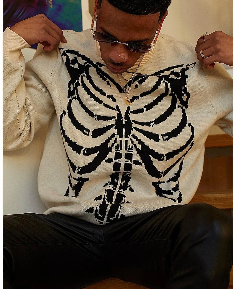 Xxiii Mens Isaac Knit Skeleton Sweater