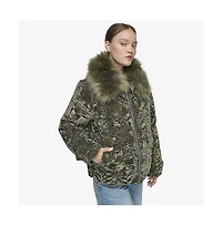 Andrew Marc Black Label Women's Charleroi Crushed Velvet Down Puffer