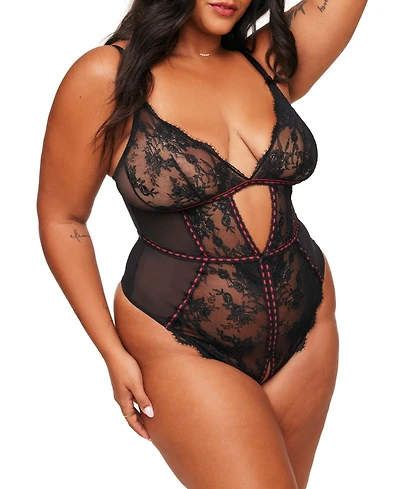 Laylia Women's Plus-Size Crotchless Bodysuit Lingerie