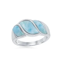 Sterling Silver Larimar Wave Design Ring